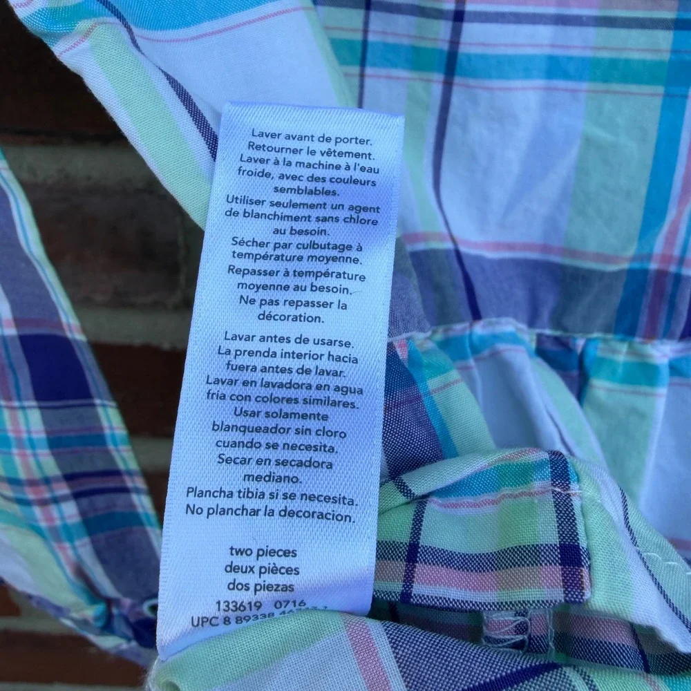 Carters Toddler Girls 2T Plaid Henley Tunic Top Long Sleeve‎ Purple Teal 259G306